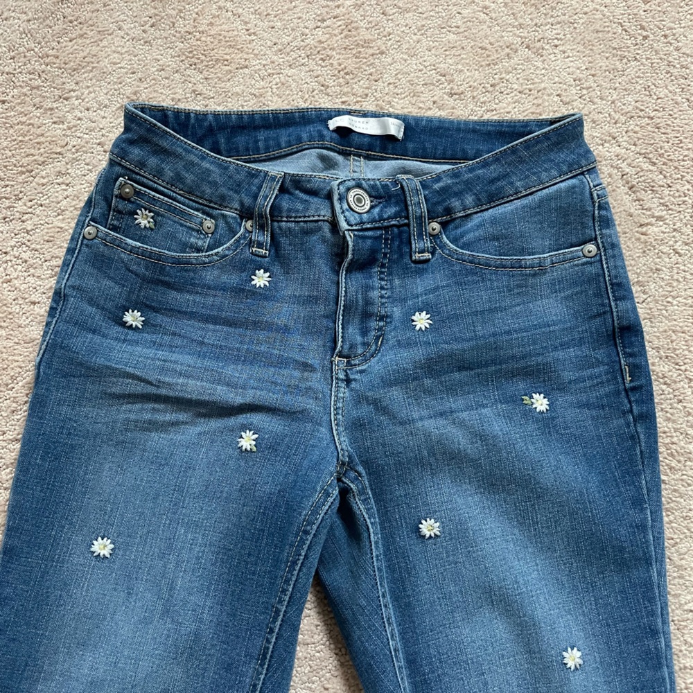 Lauren Conrad Women's Blue Jeans with Floral Embroidery
